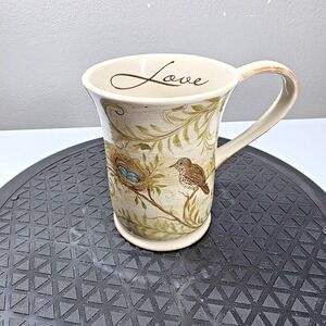 Kate McRostie Nature's Nest Bird Ceramic Mug Square One 4.5" Tall